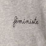 Maison LaBiche Grey Feministe Text Long Sleeve Crewneck Sweatshirt Womens Size M Gray Size M Photo 1