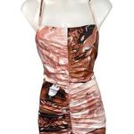 SheIn  Brown Marble Print Halter Neck Ruched Front Open Back Mini Party Dress 4 Photo 0