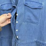 Old Navy  Blue Tencel Long Sleeve Mini Dress Drawstring Spring Size Large Classic Photo 3