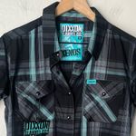 Dixxon Xenos bamboo plaid snap front short sleeve shirt NEW medium Blue Photo 11