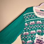 Keyboard Cat Merch Graphic Novelty Print Multicolored Crew Neck‎ Warm Sweater Green Size L Photo 2