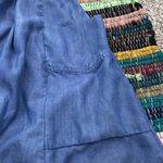 BCBGMAXAZRIA Blue Denim-Like Faux Leather Trim Emilee Dress Small Photo 5