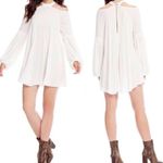 Free People  Drift Away White Cold Shoulder Balloon Sleeves Tunic Dress Medium Photo 7