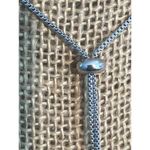 Vintage Silver Tone Lariat Style Necklace Box Chain Dark Pink Glass Rhinestones Photo 2