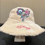 Ed Hardy  | Cream Faux Fur Bucket Hat Photo 6