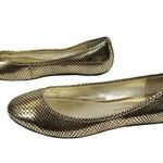 Elaine Turner Metallic Gold Snake Print Reptile Embossed Flats Photo 3