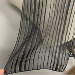 Vintage Scarf Black Sheer Stripes Gold Thread Women Elegant Dressy Retro Nylon Photo 5