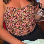 ZARA  Black Pink Green Floral Corset Crop Top Size Small Photo 1