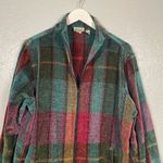 Chico's  Women 3 L Blue Red Orange Plaid Chenille Woven Jacket Zip Front Pockets Photo 2