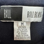 Bill Blass  Classic Dark Navy Silk Knit Blend Pencil Stretchy Skirt Size Medium M Photo 3