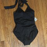 NWT Boden Levanzo Halter neck one piece swimsuit black ruched body sculpting Size 6 Photo 2