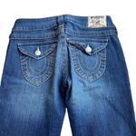 True Religion Joey Flare Jean Size 27x34 Medium Wash Distressed Photo 5
