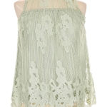 Boutique Western Elegant Lace Overlay Sleeveless Top - Mint Green - Medium Photo 0