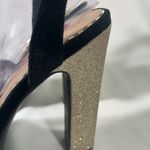Betsey Johnson BETSY JOHNSON MATTIE BLACK VELVET PLATFORM GOLD GLITTER HEELS 7.5M PREOWNED Photo 4