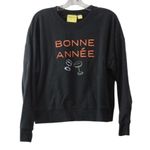 Anthropologie PHTHALO RUTH MAEVE BLUE CREW BONNE ANNEE CROP SWEATSHIRT XS Photo 1