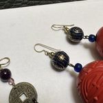 Lot Of 2 Oriental Metal / Bead Mix Pierced Earrings Dangle Drop Beaded Photo 4