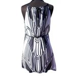 Cache Black White Lined Halter Top New Key Hole Back Tie At Neck Lined NWT $128 Photo 2