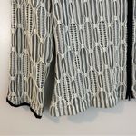 Samuel Dong Black/White Geometric Ruffle Neck Stretch Zip Up Cardigan Jacket M Black Size M Photo 6