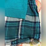 NEW YORK & COMPANY size large pullover long sleeve sweater plaid slit sides NWT Blue Photo 5