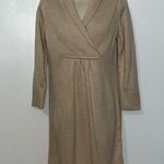 H&M Knit Sweater Dress w “Wrap” Neck Shawl Collar 3/4 Sleeves Tan Women’s M Photo 0