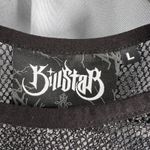 KILLSTAR  Mesh Sheer Long‑Sleeve Crop Top Black Silver Metallic Threading Large Photo 4