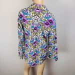 Talbots  Roll-up Long Sleeve Cotton FLORAL/POLKA DOT Blouse Sz S Multicolored‎ Photo 4