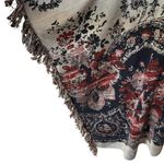 Free People Size XS S Pieced Paisley Fringe Sweater Poncho Oversized Boxy Fit Photo 3