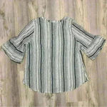 Westport  Blue Striped Shirt Lightweight Bell Sleeve Button Up Blouse Top Size 1X Photo 6