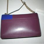 Trina Turk New NWT  Designer Handbag Purple Blue Leather Flap Silver Womens Photo 3