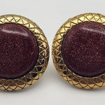 Liz Claiborne Vintage Goldstone Cabochon Earrings Photo 0