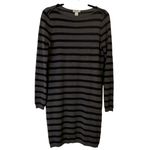 Loft grey black striped merino wool sweater dress M Photo 1