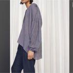French Connection ‎ Women's M Betsey Draped Popover Top Blue Lagenlook Oversized Photo 3