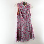 Elliatt  Sleeveless Embroidered A Line Mini Dress Green Pink Small Photo 3