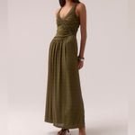 NWT SOVERE studio Anthropologie Rua maxi ruched dress in olive knit XS Green Photo 3