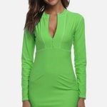 Athleta Swim XS Tidal Long Sleeve ZipUp Ruched Rash Guard Coverup Dress Green Photo 0