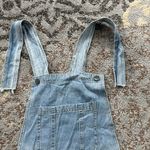 Denim Distressed Skirt Overalls Blue Medium Photo 3