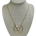 Gold Tone Geometric V Open Circle Long Chain Necklace Photo 0