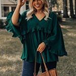 Impressions  Boutique Time to Dance Ruffle Top in Hunter Green Photo 0