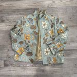 Vintage Painted Pony Linen Tapestry Floral Open Front Jacket Blazer A5 Blue Size M Photo 0