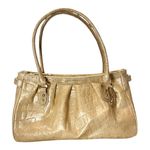 Brahmin Croc Embossed Leather Satchel Dual Handle Zipper Closure Cream Handbag Photo 10