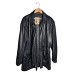 Echtes Leder Leather Jacket Size XL Black Knee Length Cinched Waist Vintage Photo 1