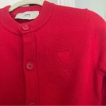 Ami RED Heart WOOL KNIT DE COEUR CREWNECK CARDIGAN Sweater Photo 5