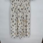 AQUA Smocked Off Shoulder Floral Midi Dress White Blue Yellow Size S Photo 4