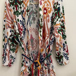 ZARA Hanoi Tribal Linen Blend Boho Tie Wrap Kimono Blazer Size Women's Small Photo 0