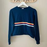 Brandy Melville  Striped Long Sleeve Crop Top Blue Sz OS Photo 0