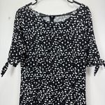 Talbots Black White Dots Toe Sleeve Stretch Flare Dress Size MEDIUM Photo 2