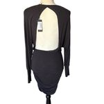 MONROW Mini Dress Womens Size S Charcoal Blouson Ruched Open Back Stretch Casual Black Photo 3