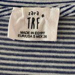 ZARA  TRF Stripes Blue White V-Neck Short Sleeves Women’s Blouse SZ S #1703 Photo 8