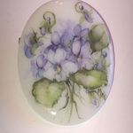 Donna L. Motto 1989 WV Hand Painted Floral Porcelain Brooch Purple Photo 0