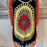 Handmade Crochet Poncho Top – Earthy Floral Mandala – One of a Kind Orange Size undefined Photo 0